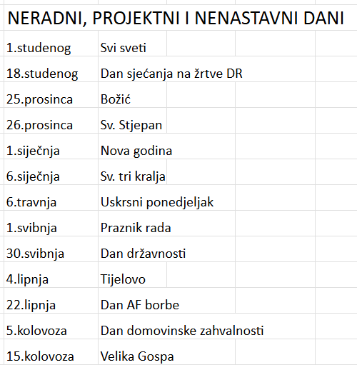 neradni dani
